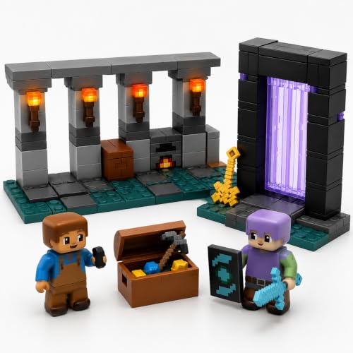 Image of Yashoni Building Blocks Toy Set for Kids | DIY STEM Construction Bricks with Mini Figures, Creative Models & Educational Play Set| Blocks Game (200, Guardian's Portal Cave)