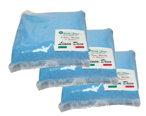 SEAT FLOR SRL Sable coloré, sable pour décoration vases 0,5 mm sac de 3 kg environ (25 couleurs disponibles) (bleu)