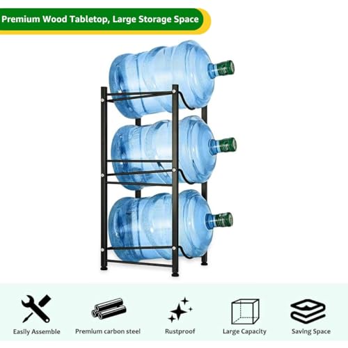 Image of ecofynd 3 Tier Water Dispenser Stand, Heavy Duty Water Cooler Storage Rack, 20 Litre Metal Bottle Holder for Home & Kitchen, Office, School, Hospitals, Restaurants