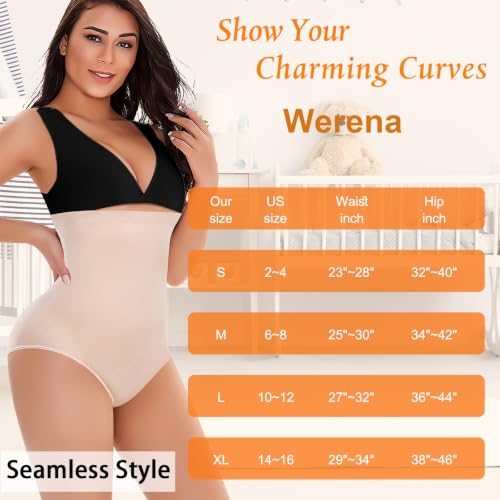 Image of Werena Tummy Control Shapewear Panties for Women High Waisted Body Shaper Slimming Shapewear Underwear Girdle Panty