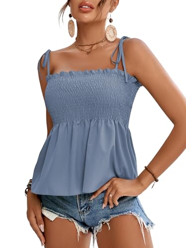 LYANER Tie-Shoulder Ruffle Hem Cami