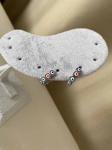 pisay takı & aksesuar Çelik Renkli Nazar Boncuklu Küpe - Görsel 4