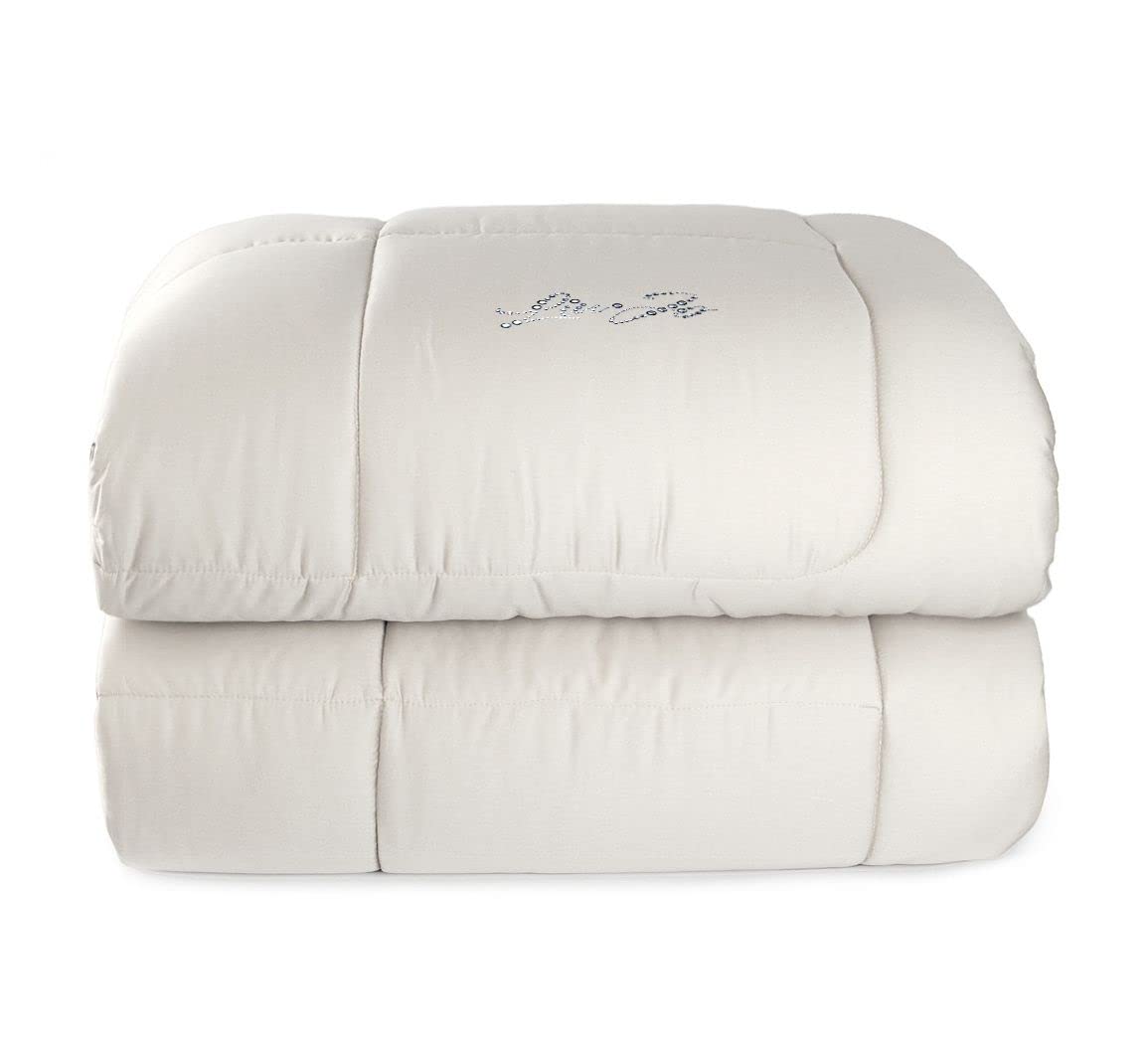 Couette d'hiver Liu Jo pour lit double en coton satiné brodé ivoire avec strass