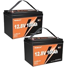 2 Pack 12V 100Ah LiFePO4 Lithium Battery Buit in 100A BMS 1.28kWh Up to 6000 Deep Cycle Rechargeable Lithium Iron Phosphate Battery Perfect for RV Trolling Motor Fish finder Marine
