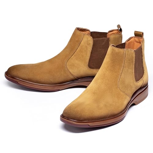 Image of ArcBrothers Men's Chelsea Boots, Relaxed Fit Roomy Toe Box Design, Premium Leather Slip-on Ankle Boots, All-Day Comfort