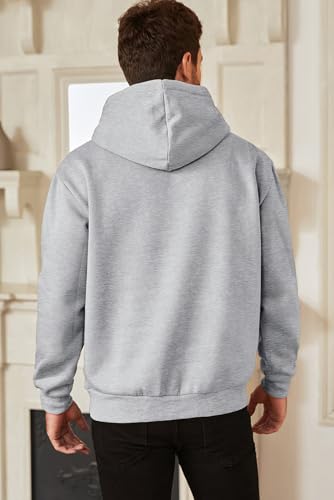 Image of JMIERR Mens Fleece Lined Hoodie Pullover Drawstring Pocket Winter Warm | Cozy fleece-lined pullover, adjustable drawstring hood, kangaroo pocket, regular fit, machine wash