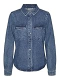 Vero Moda Vmjennie LS Denim Shirt Mix Noos Camisa Vaquera, Medio De Mezclilla Azul, M