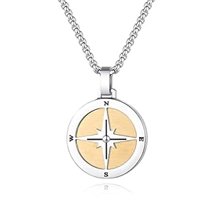 GAVU Men’s Viking Stainless Steel Compass Necklace