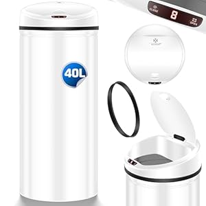 KESSER Sensor Abfalleimer 40 Liter Weiß