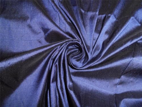 Soie Dupioni pure haut de gamme en noir et marine de 137 cm