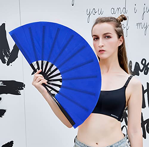 Amajiji Large Folding Fan, Chinease/Japanese Folding Nylon-Cloth Hand Fan, Women Hand Folding Fans Hand Fan Gift Fan Craft Fan Folding Fan Dance Fan #TOP5
