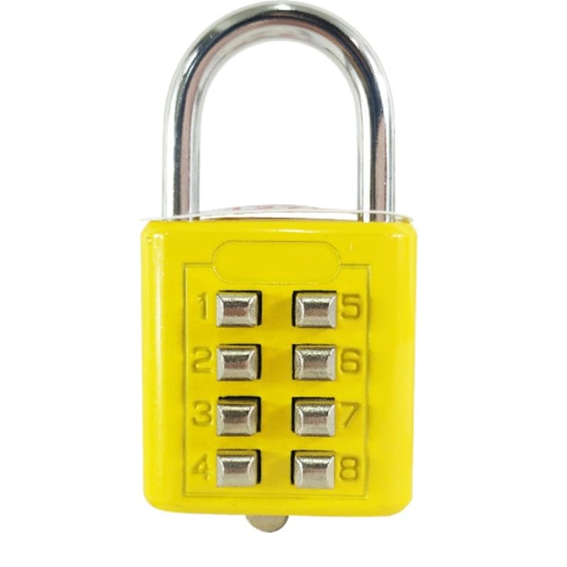 Image of QUIRA 8 Digit Push-Button Combination Number Code Luggage Lock Padlock Lock for Door,Bag,Locker (Yellow)