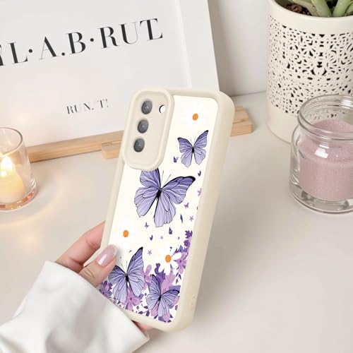 Coque Samsung S21 Plus papillon violet en silicone antichoc
