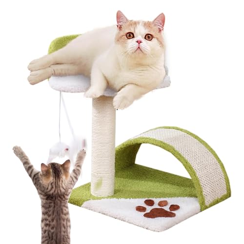 Sghtil Rascador para gatos de interior, rascador para gatos, puente rascador para gatos pequeños | Torre para gatos de sisal, plataforma para saltar para gatos, rascador de sisal con bola teaser para