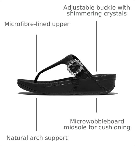 Image of FitFlop Women's Lulu Crystal-Buckle Leather Toe-Post Sandal