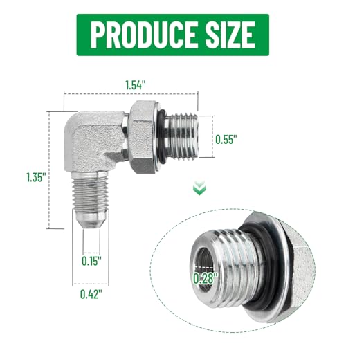 Image of 5 Pack 90 Degree Elbow Hydraulic Adapter Fittings: 1 /4 inch JIC 37 Male x #6 SAE /ORB Male, Hydraulic Hose End Connectors with Protection Cover - 6801-04-06