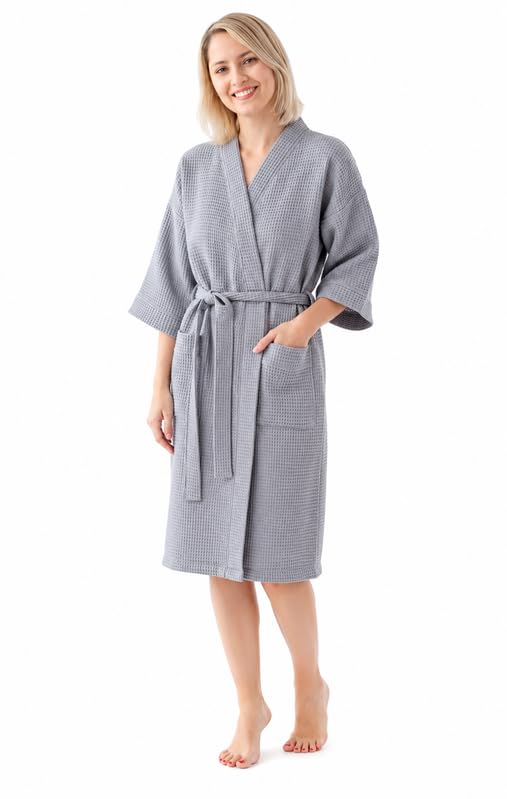 Unisex Waffle Bathrobe | 100% Cotton Comfortable Bath Robe For Men & Women | Soft & Lightweight Bathrobe With Adjustable Waist Belt | For Gym, Spa, Sauna & Lounge Wear-image-14