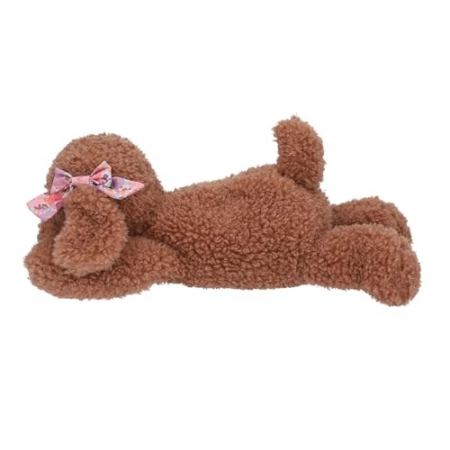 Depesche 13173 TOPModel Floral - Kuscheltier Hund mit gelocktem Fell in Braun, ca. 24 cm großes Plüschtier mit Schleife