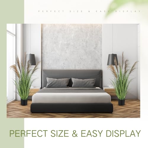 Jexine 6 Pcs Pampas Grass Potted Plants 4 ft Tall Artificial Grass Potted Artificial Greenery Floor Plants Tall in Pot for Housewarming Gift House Garden Bathroom Lobby Outdoor Decoration (Greeny) by Jexine - Used condition - Image 4