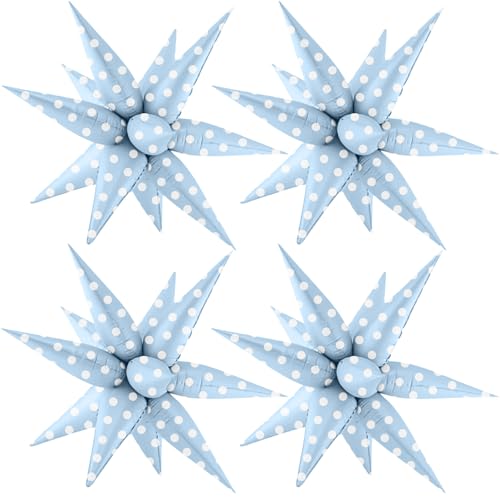 Light Blue Retro Polka Dot Balloons Oh Baby Boy Balloons Christmas Explosion Star Gender Reveal Balloon for Baby Shower Winter Wonderland Party Christmas Frozen Theme Party Decor
