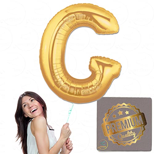 AFTERLOON® 40 Inch Giant Jumbo Helium Foil Mylar Alphabet Balloons for Graduation Anniversary Celebration Bridal Shower Wedding Birthday Party Decorations, Premium Quality, Matte Gold, Letter G