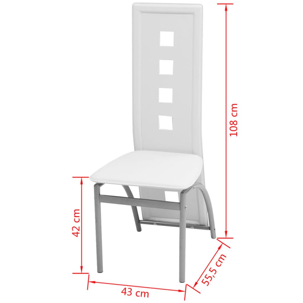 Lot de 4 chaises de salle à manger en cuir synthétique blanc ergonomiques, stables, faciles d'entretien, modernes, confortables, pour cuisine, salle à manger, bureau, restauration