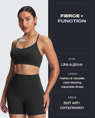 Image of Aoxjox Women's Workout Sports Bras Fitness Training Gym Lexi Lined Bra Yoga Crop Tank (A Black, Small)