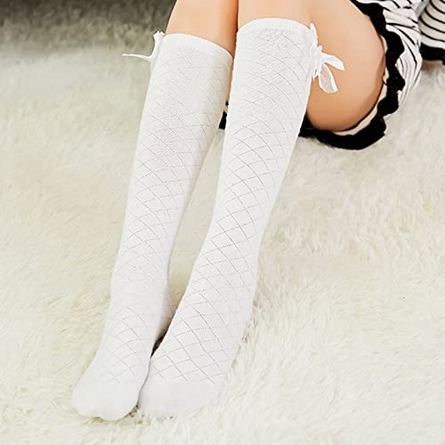 Generic Toddler Girls Fall Long Tube Socks Cotton Bow Children's Mid Tube Socks Knee High Stockings Kids Girls Socks (White, 42), 3-5T4