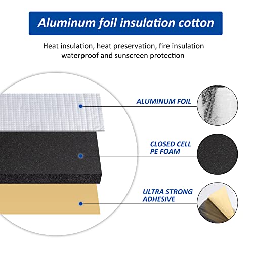 Car Heat Sound Deadening Insulation Mat, - 197 Mil 10.8 Sqft Automobile Sound Deadening & Heat Insulation Material for Auto Hood Engine Roof Door and Trunk,40 Inch x 40Inch, Aluminum Foil Finish