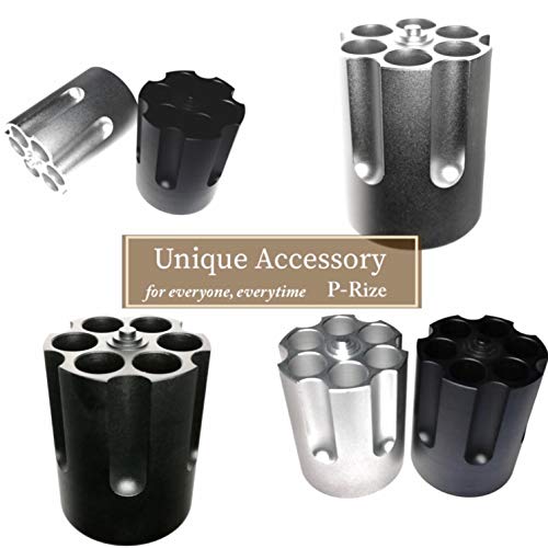 (P-Rize) ペン立て リボルバー シリンダー 型 メタル 金属 製 穴直径 1cm 6箇所 ペン スタンド ミリタリー (ブラック) 5枚目