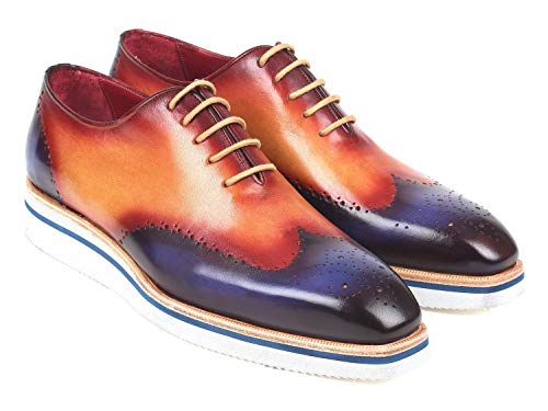 Richelieu bout aile Paul Parkman cuir bleu et camel soulignant l'élégance artisanale