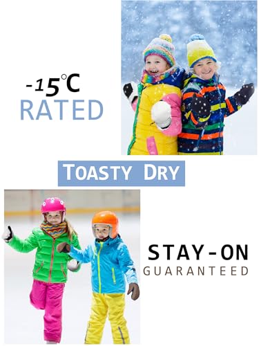 Image of SATINIOR Kids Snow Mittens Waterproof Winter Ski Gloves Warm Thicken Snow Gloves for Girls Boys