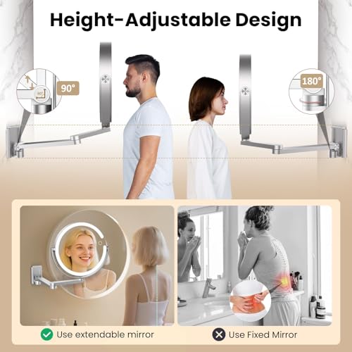 Espejo de maquillaje FRANO de pared con luces y brazo extensible miniatura 3