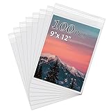 Somime Acid-Free Picture Sleeves, 100Pack Crystal Clear Storage Bags for 9x12 Art Prints, Pictures, Photos...
