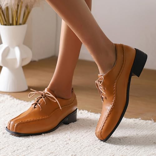 Gicoiz Lace Up Oxford Women Office Work Derby Square Toe3