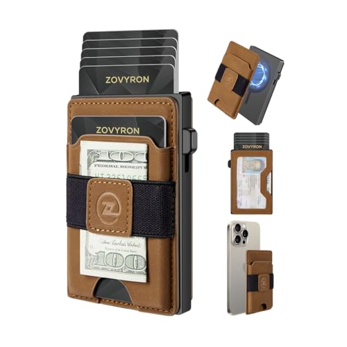 Wallet for Men, 2-in-1 Slim Wallet RFID Blocking, Smart Pop Up Card Holder Wallet Minimalist Magnetic Phone Wallet with ID Window