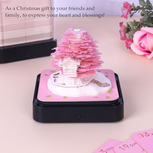 Kalendarz 3D, 3D Pad Memo, DIY Tear Away Kalendarz 3D Notatnik Papier Kreatywny Kalendarz 3D Diy Paper Carving with Led Lights Artsy Pads for School Home Office Kalendarz rodzinny,H