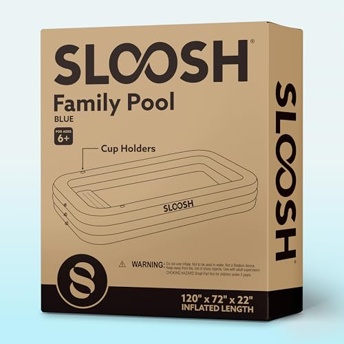 Sloosh Aufblasbarer Swimmingpool mit Sitzen, 304,8 x 182,8 x 55,8 cm, verdickter Aufstellpool für Familien, ideal für Sommer-Wasserpartys im Garten, auf der Terrasse oder dem Rasen, Blau