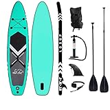 【VARIOS MÉTODOS RECREATIVOS】 La versión básica "All AROUND" es apta para principiantes y usuarios avanzados.La tabla de stand up paddle mide 320 cm de largo, 76 cm de ancho y 15 cm de grosor, con una capacidad de carga de hasta 330 libras. acomodar a dos jóvenes Personas de peso medio para conseguir un punto de apoyo Puede abordar lagos, mares, ríos, surfear, hacer yoga, pescar o simplemente sentarse y disfrutar de la naturaleza.