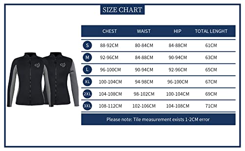 Pzzmy Wetsuits Top Women Men 3Mm Neoprene Suits Wetsuit Jacket Front Zipper Long Sleeve Wet Suits Jacket Men For Surfing Canoeing Paddle Boarding Scuba Diving Jacket Men #TOP1