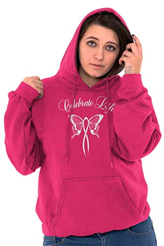 Celebrate Life Breast Cancer Support Hoodie Sweatshirt Women Heliconia #TOP2