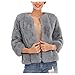 TTWOMEN Damen Rundhalsausschnitt Langarm Kurzer Faux Mantel Plus Size Pelzige Warme Jacke Oberbekleidung
