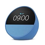 Certified Refurbished Echo Spot (2024 release), Smart alarm clock with vibrant sound + Alexa, Ocean Blue