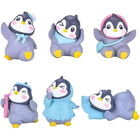Adornos de Dibujos Animados BESTZY 6 Piezas Mini Figuras de Pastel Pingüino Cover