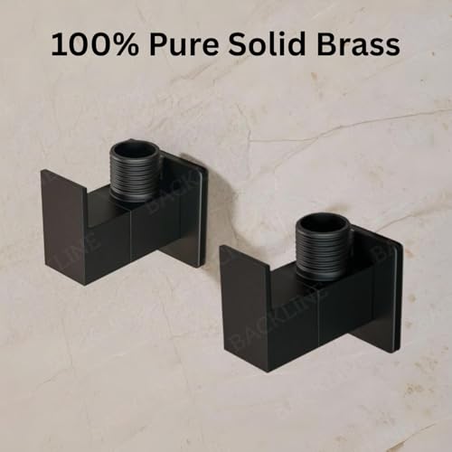 Image of B Backline Brass Angle Valve For Bathroom | Pack of 2 | 100% Solid Brass Heavy-Duty, Leakproof | Angle Stop Cock | Single Way Cock Ideal for Bathroom, Toilet & Kitchen Use (Black Matt)