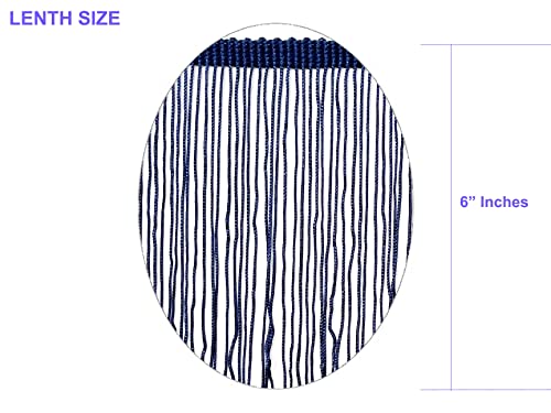 Sew Trends 5 Yards Of 6" Long Chainette Fringe Thread Yarn Tassel Trim Braid Fringe For Crafts Sewing And Decor-Navy Blue #TOP3