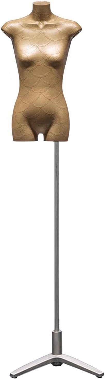 CONGRUI Retail Mannequins Torso with Triangular Base Kraft Paper Manikin Suitable for T Shirts and Skirts(Silver)