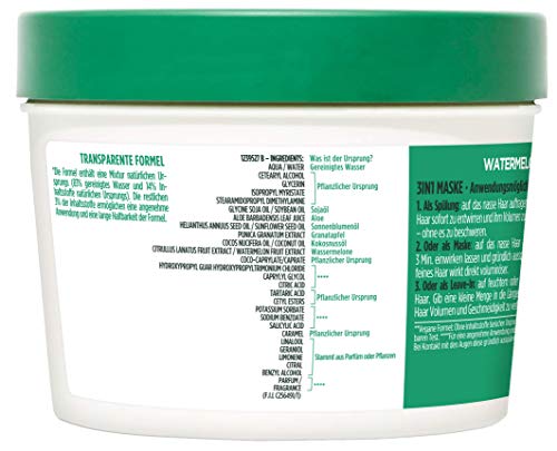 Garnier Hair Mask, Watermelon Hairfood, Moisturising 3-in-1 Mask, Gently Detangles Fine Hair and Gives Unrivalled Shine, Fructis, 390 ml - Image 3