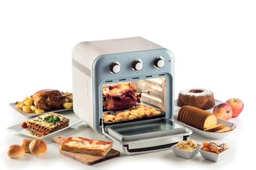 Ariete 4632 Friggitrice ad aria e forno Vintage, 1400W, 2in1, Capacità 16L, Accessori inclusi, Timer 60 minuti, Doppio vetro, Celeste - Immagine 5