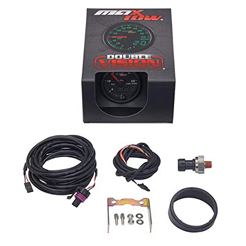 Maxtow Double Vision 30 Psi Fuel Pressure Gauge Kit - Includes Electronic Sensor - Black Gauge Face - Green Led Illuminated Dial - Analog & Digital Readouts - For Diesel Trucks - 2-1/16" 52Mm #TOP5